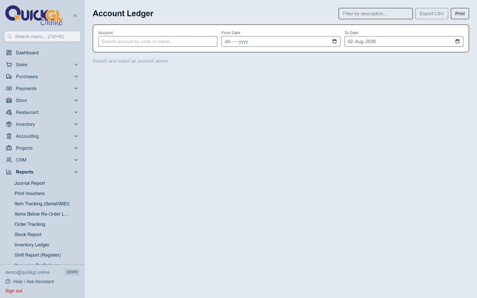 Kisi ek account ki poori tafseel